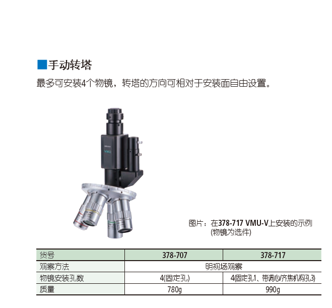 三豐顯微鏡手用轉(zhuǎn)塔 378-707 378-717